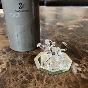 Swarovski Crystal Lion Cub Figurine #7603 with Mirror Base and box